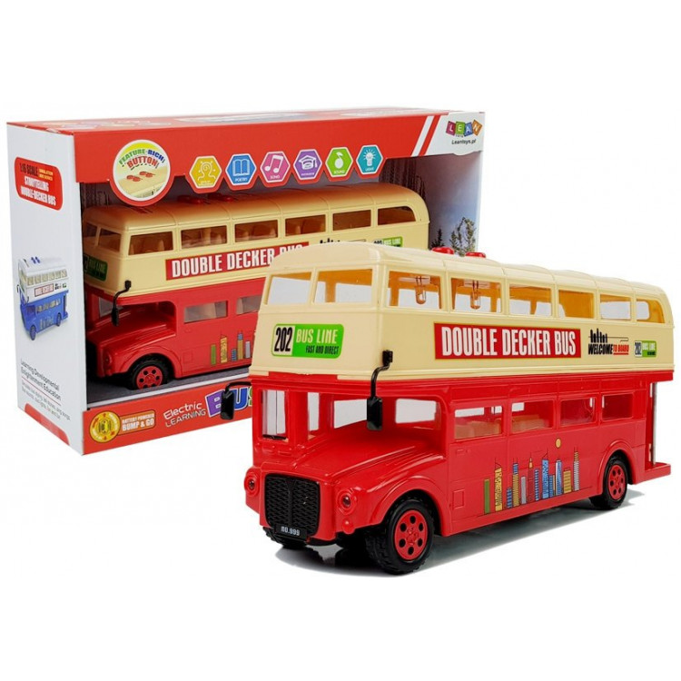 Autobus dvojposchodový na batérie - červeno-krémový